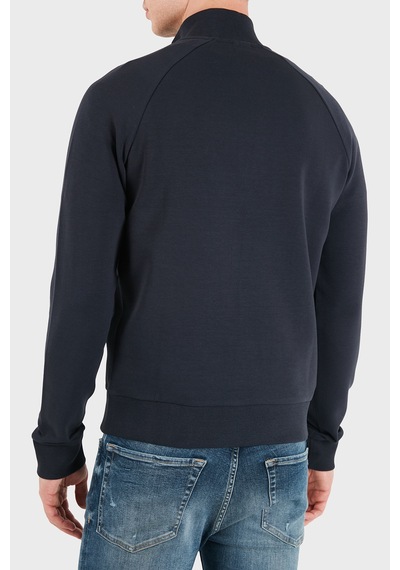 Boss Pamuklu Yarım Fermuarlı Dik Yaka Regular Fit Sweat Erkek Sweat 50565306 402 Lacivert