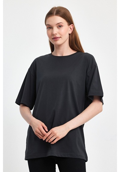 Odda Kadın Oversize Tişört P-009408 Füme
