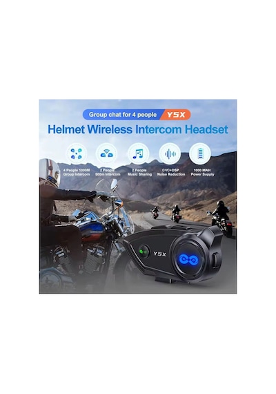 Y5x Rgb Işıklı Intercom 5 Kişi Bağlantılı 1000mah Motosiklet Bluetooth Kulaklık Seti 55774339
