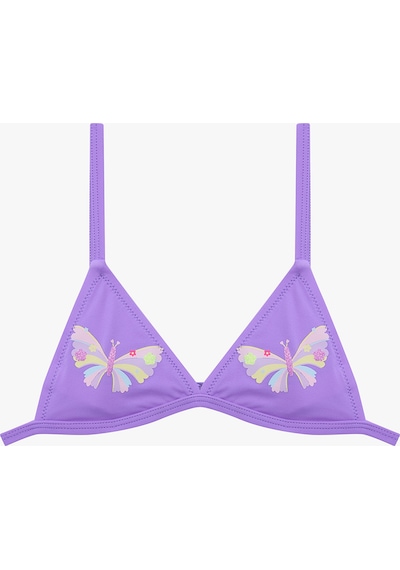 Penti Lila Kız Çocuk Butterfly Fırfırlı Üçgen Bikini Takım