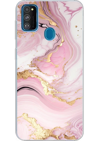Samsung Galaxy M30s/m21 Uyumlu Pembe Mermer Baskılı Silikon Kılıf Renkli
