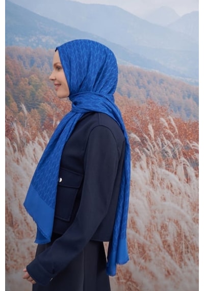 Armanda 70 X 190 Cotton Monogram Desen Şal - Ar 3098 03048 - 70 X 190 / Saks