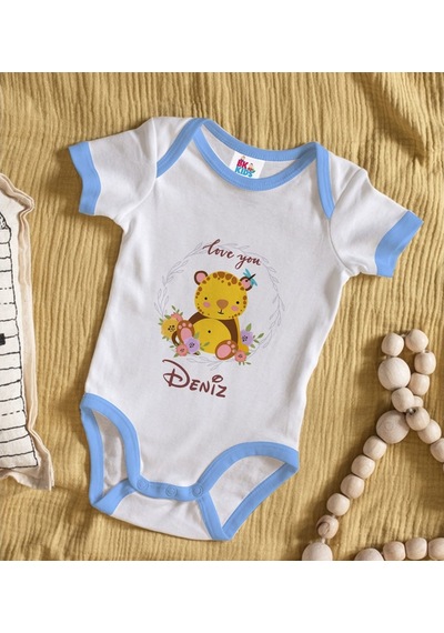 Bitmeyenkartus Bk Kids Kişiye Özel Mavi Bebek Body Zıbın - Model 128 Çok Renkli
