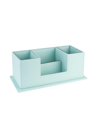 Masaüstü Deri Organizer Kalemlik 4 Gözlü Desktop Organizer Rainbow Vegan 10x12x25 Cm. Su Yeşili Genel