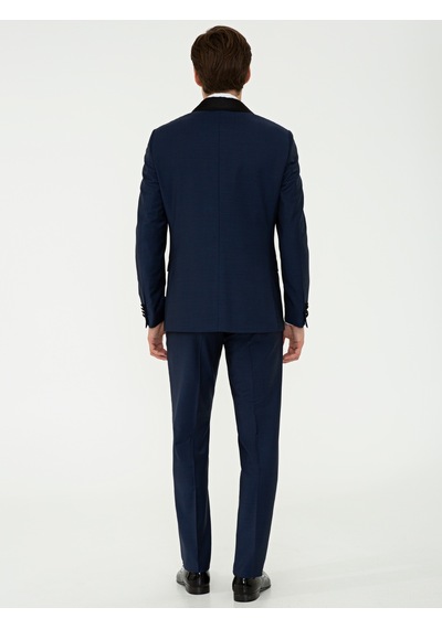 Cacharel Lacivert Slim Fit Smokin Damatlık