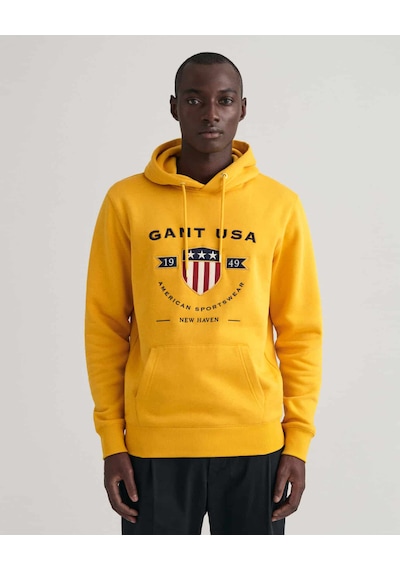 Gant Erkek Kapşonlu Sweatshirt Yandan Cepli Sarı