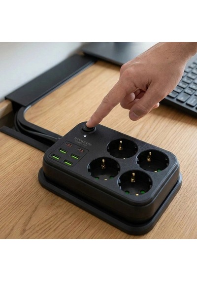 Çoklu Priz Uzatma Kablosu 4 Soket + 4 Usb + 2 Type-c Termal Akım Korumalı, Isıya Dayanıklı, Çocuk Korumalı G Standart