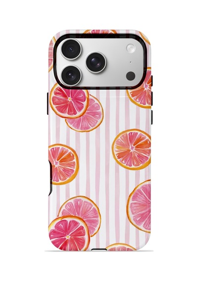 Apple iPhone Uyumlu 17 Pro Max Vorian Çift Katmanlı Magsafe Kılıf Pink Grapefruit Garden