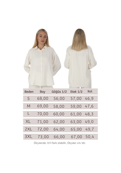 Penyebizden Flosh Viskon Oversize Gömlek-krem