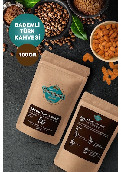 Tarihi Yarımada Kahvecisi Taze Çekilmiş Orta Kavrulmuş ve Öğütülmüş Bademli Türk Kahvesi 100 G