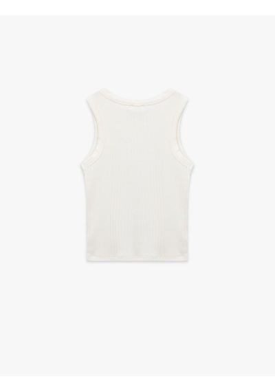 Koton Bisiklet Yaka Kolsuz Pamuklu Kaşkorse Basic Atlet Ekru 6skg30016ak