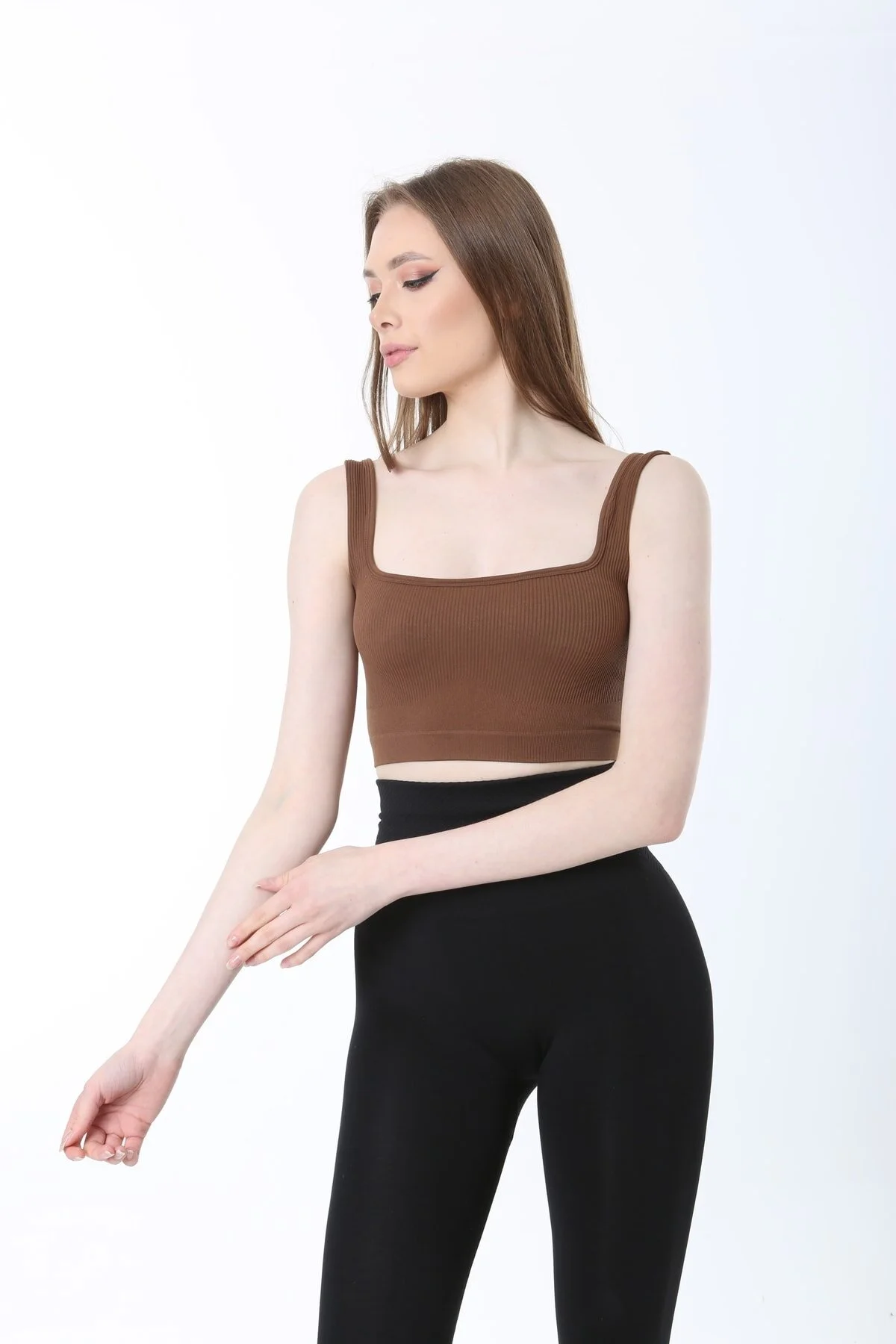 Perafit Kadın Crop Büstiyer Kahverengi