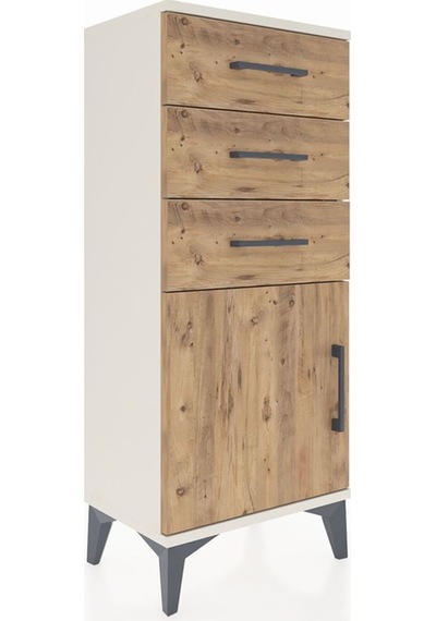 Arges Komodin Tek Raflı 3 Çekmeceli Tek Kapaklı 44x30x106 Aytaşı-çam Aytası