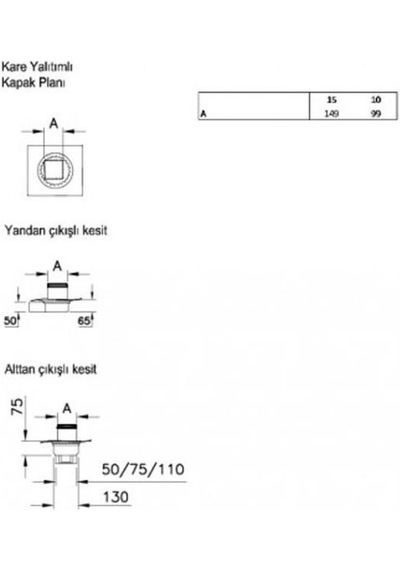 VitrA 59980107000 Style DK800 15cm  Kare Yalıtımlı Yer Süzgeci, Parlak Krom Yandan - 5607318 Krom