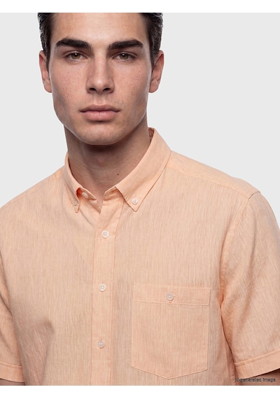 Lcwaıkıkı Classic Turuncu Regular Fit Keten Karışımlı Erkek Gömlek
