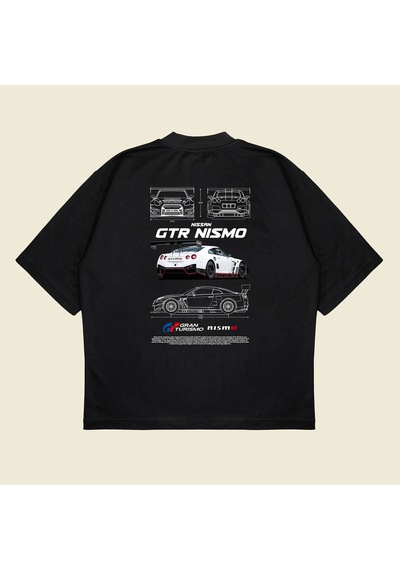 Startmore Nissan Gtr Nismo Baskılı Oversize Unisex Pamuklu Nefes Alan Kalın Kumaşlı Siyah
