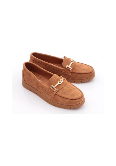 Dgn 5604-6 Kadin Loafer Ayakkabi Taba Süet
