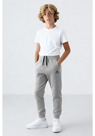 Tommylife Gri Melanj Standart Fit Manşetli İnce Erkek Çocuk Eşofman Alt - 11062 Gri Melanj