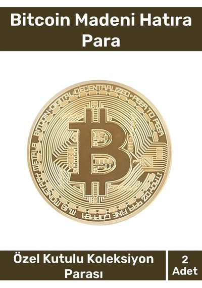 Deluxe Series Kutulu Hediyelik Kripto Hatıra Koleksiyon Bitcoin Madeni Para Altın Rengi 2 Adet