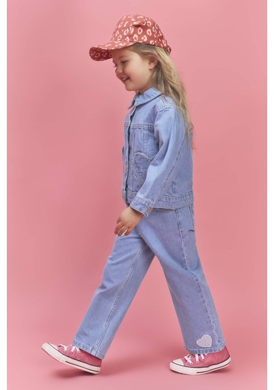 Defacto Kalp Patchli Pamuklu Pantolon Kız Bebek H0368A526SM