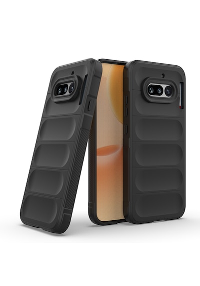 Nothing Phone 4a Kılıf Kamera Korumalı Darbe Emici Esnek Oyuklu Arka Yüzey Tasarımlı Pürüzsüz Silikon Siyah