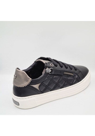 Mammamia D25ka-7305 Siyah Beyaz Hakiki Deri Kadın Deri Sneaker Siyah