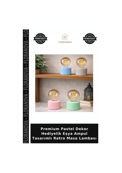 Premium Pastel Dekor Hediyelik Eşya Ampul Tasarımlı Retro Masa Lambası Çok Renkli