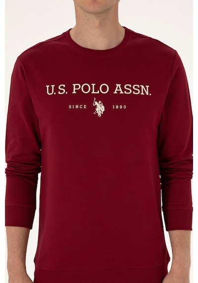 U.S. Polo Assn. Erkek Regular Fit Bisiklet Yaka Bordo İnce Basic Sweatshirt 50313743-VR014