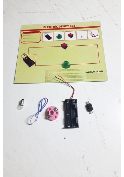 Okul Deney Seti - Elektrik Seti Ampul - Pil Yatağı - Duy -düğme Seti Çok Renkli