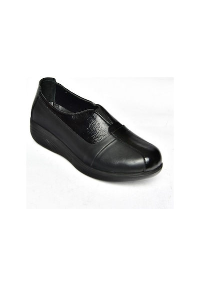 Fox Shoes P555070503 Siyah Hakiki Deri Comfort Ortopedik Taban Kadın Ayakkabı Siyah