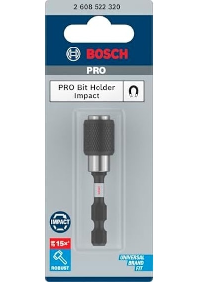 Professional Accessories 2608522320 Hızlı Kilit Uç Tutucu Darbe Kontrolü, 1/4 İnç Altıgen Şaft, Maymuncuk Ve Tıklama