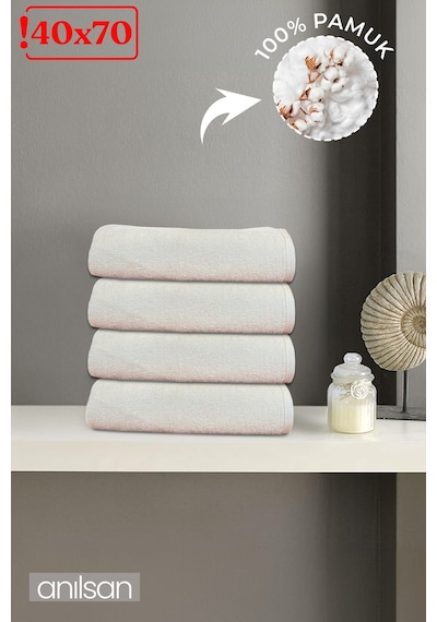 4'lü Bej Saçaklı Düğün Havlusu 94gr %100 Pamuk 40x70 Cm El Ve Yüz Havlusu Bej