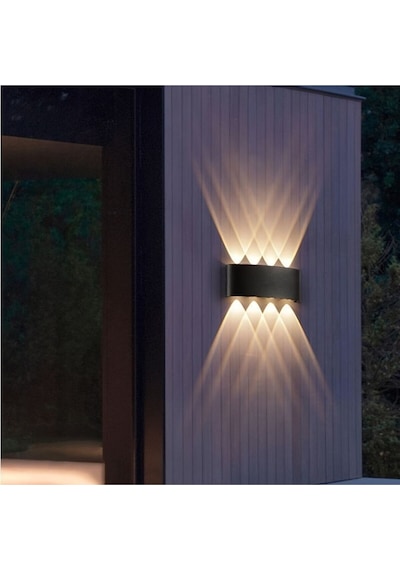 12 Watt Gün Işığı Dekoratif Işık Süzmeli Led Aplik, Modern Led Armatür, İç Ve Dış Mekan Modern Aplik Siyah