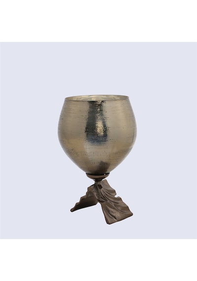 Vitale Sepıa Cam Metal Vazo 28 28 Cm Renkli