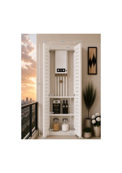 Flower Dolap,çok Amaçlı Kombi Dolabı,balkon Dolabı,kiler Dolabı Beyaz
