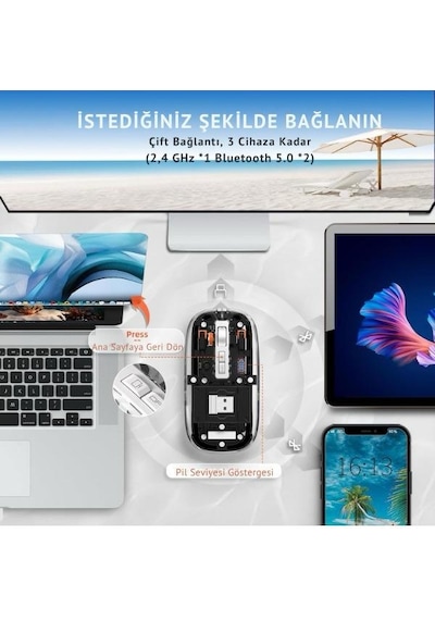 Reeder M11 Pro Max 12 İnç Uyumlu Şeffaf Tasarım Sessiz Kablosuz Mouse Diğer