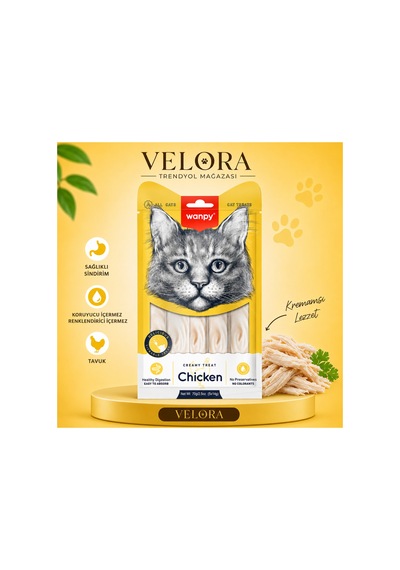 Wanpy Creamy Treat Tavuklu Kremalı Kedi Ödül Maması 70 Gr 5x14 Gr Likit Ödül Çubuğu - 885812504