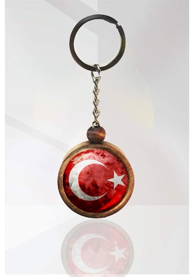 Türk Bayrağı Ahşap Anahtarlık Tek Ebat N11.8872