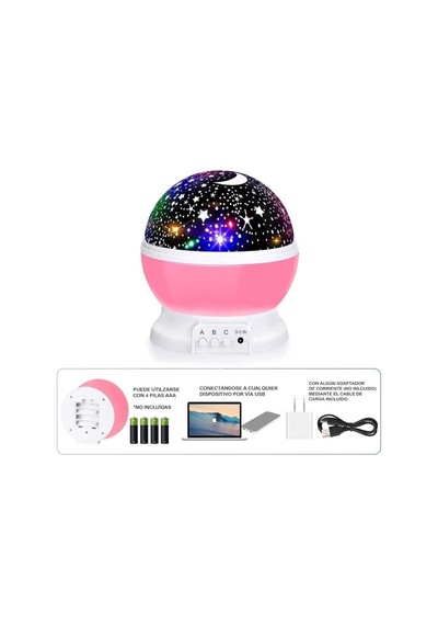 Masa Gece Lambası Yıldız Projektörlü Çocuk Odası Usb Kablolu Pembe