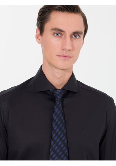 Cacharel Siyah Slim Fit %100 Pamuk İtalyan Basic Gömlek