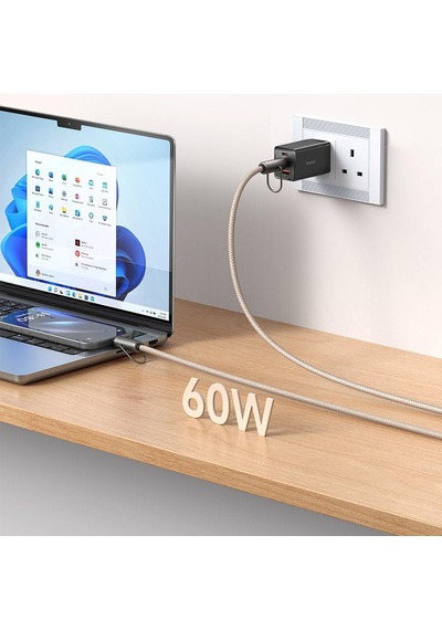 Lexroo Ca-6831 Çok Işlevli Çapraz Boyun Askili Kablosu 1.2 M 60 W Type-c To Type-c Haki Standart
