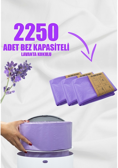 Korbell 16lt Çöp Kutuları Ile Uyumlu 2250 Bebek Bezi Kapasiteli Lavanta Kokulu 3 Paket Yerli