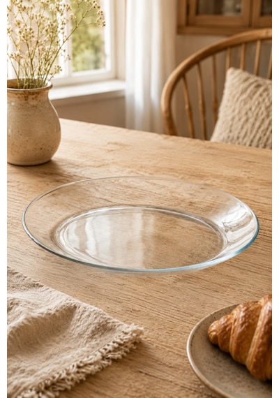 Cam Servis Tabağı Şeffaf Salata Ve Meyve Sunum Tabağı Kahvaltılık Pasta Meze Tabağı 33x25 Cm