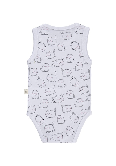 Civil Baby Kedi Empirmeli 3 Lü 0-36 Ay Çıtçıtlı Badi - Beyaz
