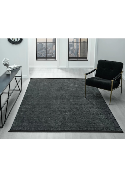 Aura Pixel Antrasit Grey- Pamuk Tabanlı Yıkanılabilir Şönil Kilim