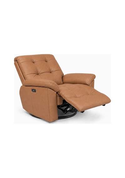 Smarto Relax Zürih Vıp Elektrikli Döner Sallanan Tv Koltuğu Kontrol Panelli Ergonomik Gerçek Deri Baba Koltuğu Açık Kahverengi