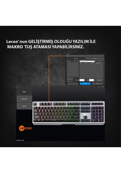 Lecoo KB121 USB Kablolu Makro Tuşlu Rainbow Membran Gaming Türkçe Q Klavye