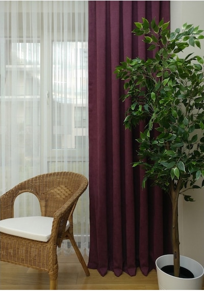 Evdepo Home Deniz Soft Pileli Fon Perde Mürdüm