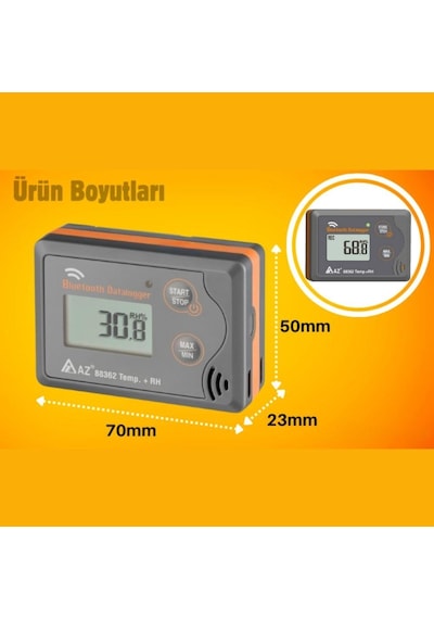 Az 88362 Sıcaklık Nem Kayıt Cihazı Datalogger Akıllı Telefon Uyumlu
