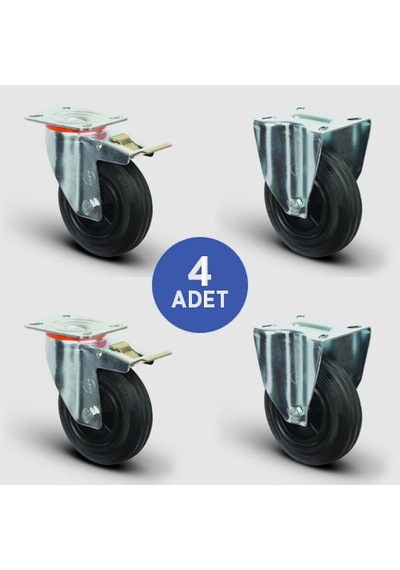 2 Adet EM01MKR100F Döner Tablalı Frenli + 2 Adet EM02MKR100